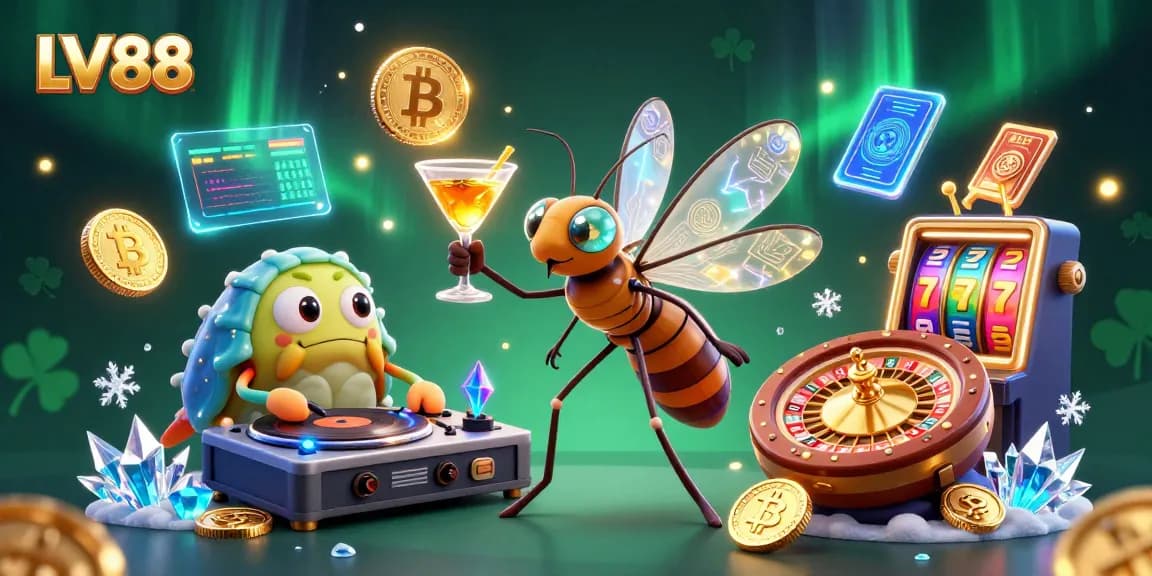 Experience thrilling gameplay at LV88, featuring vibrant casino elements and dynamic crypto coins.