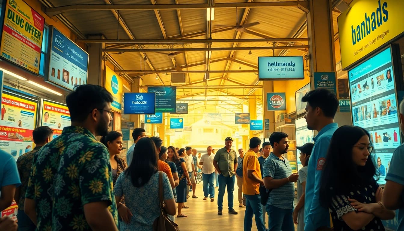 Engaging scene illustrating Hela Ads in a vibrant marketplace.