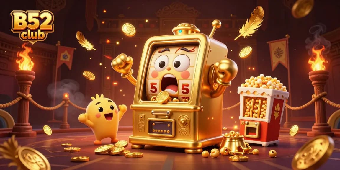 B52 club slot machines celebrate a jackpot with glowing coins and dynamic casino elements.