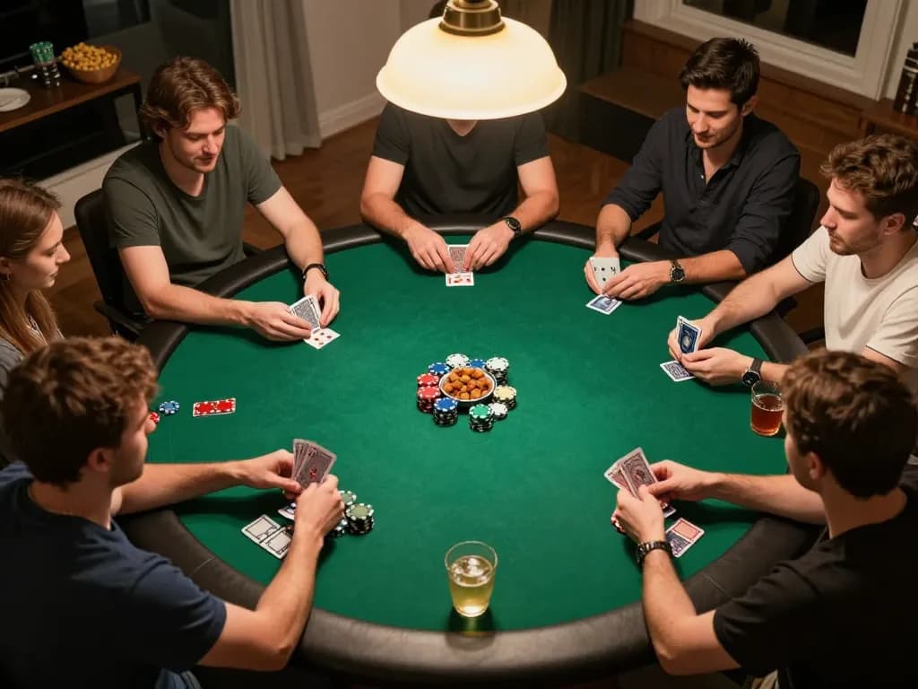 BEM88 players enjoying a home poker night, showcasing strategy and social interaction.