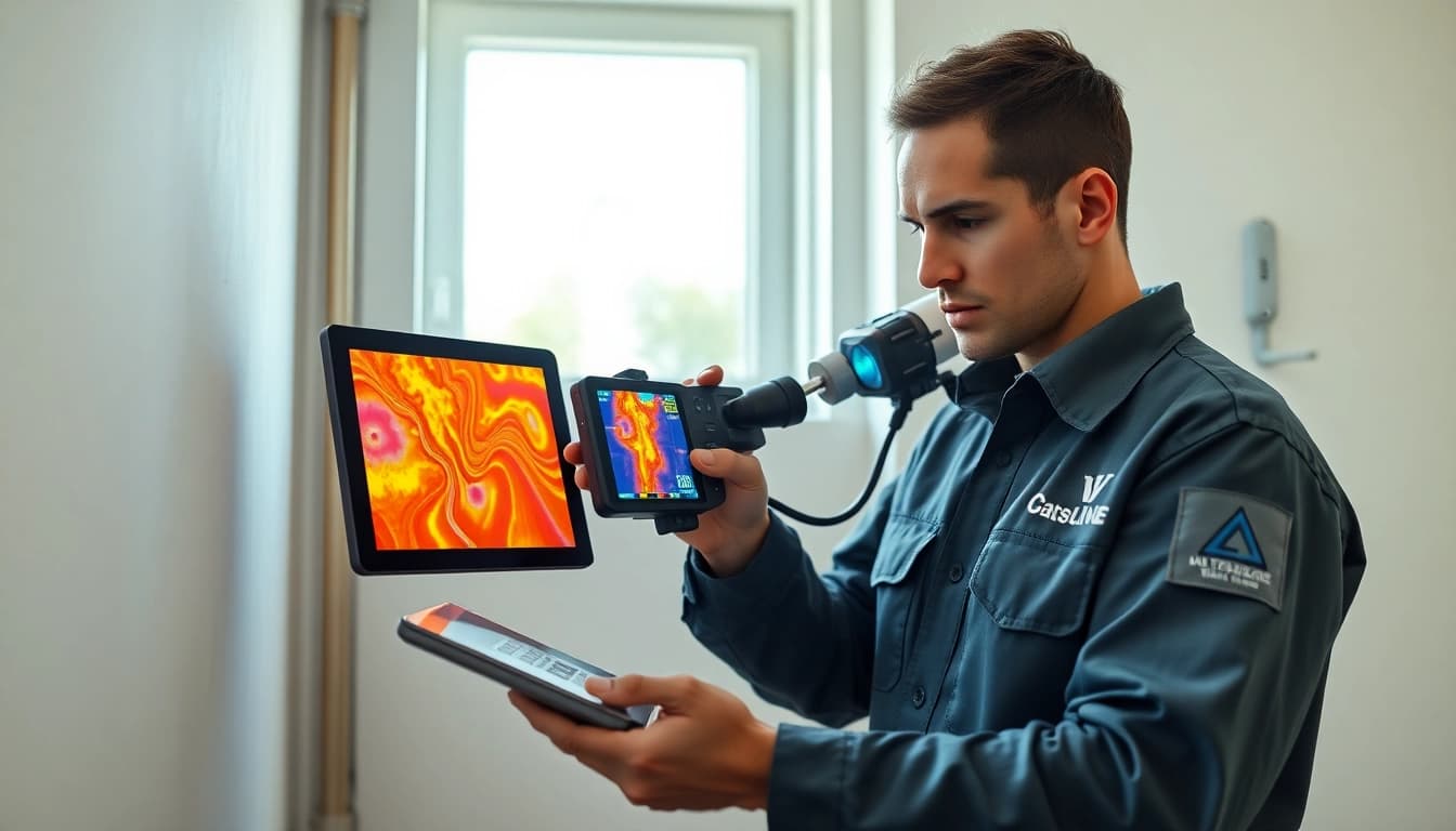 Water leak detection expert using thermal imaging technology in a home environment