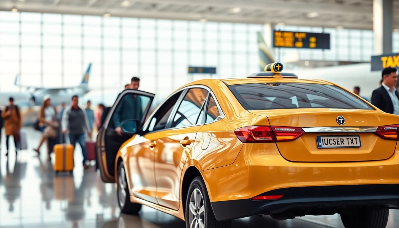 Gatwick taxi transporting travelers in a vibrant airport setting