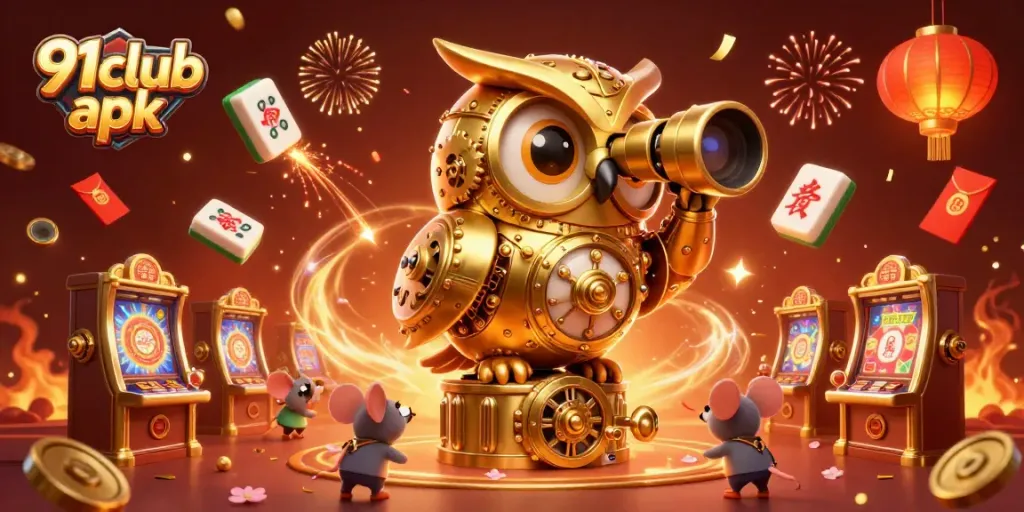 Engage with the 91club apk through an animated casino scene packed with thrilling elements.