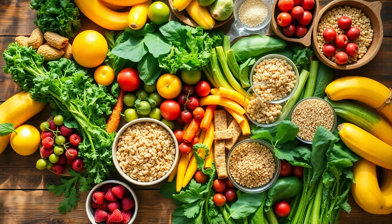 Colorful display of healthy food highlighting vibrant fruits and vegetables for nutritious meals.