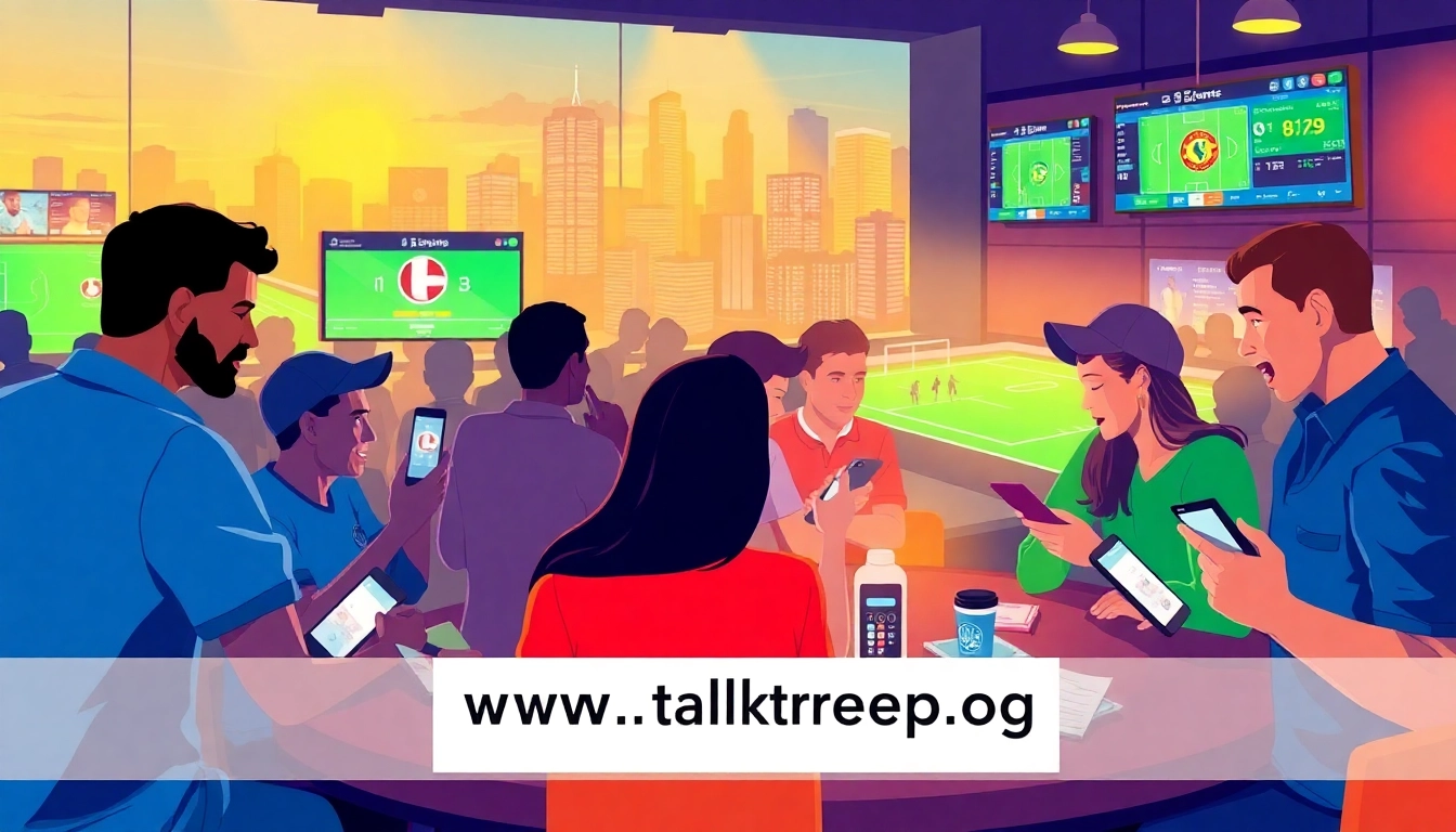 Enthusiastic bettors celebrating sports wins at https://talkprep.org/ sports betting environment.
