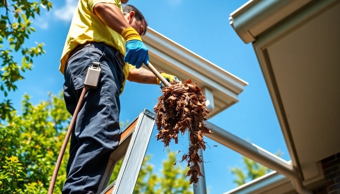 Expert performing gutter cleaning to ensure efficient drainage and home protection.