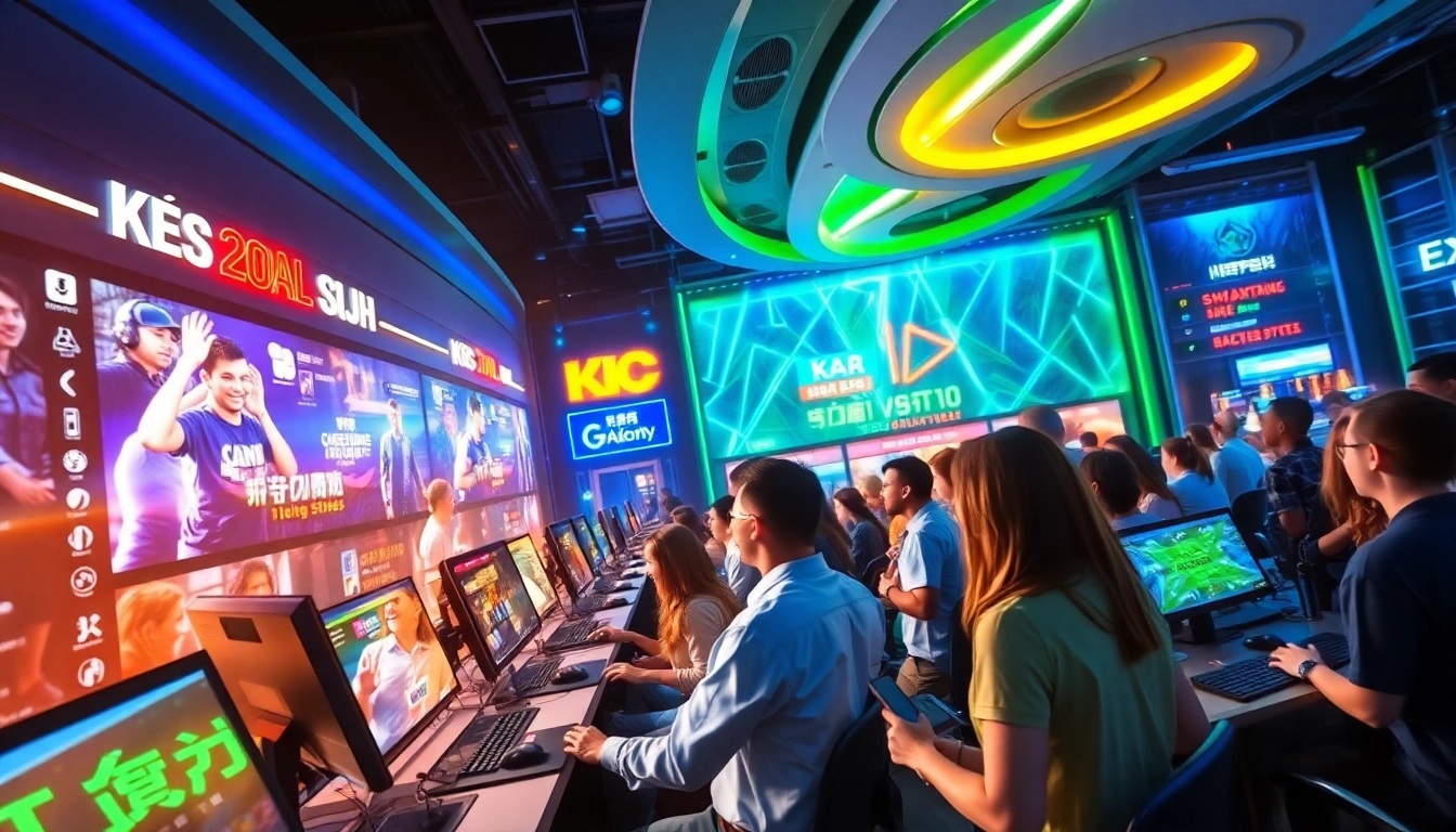 Engaging gaming environment showcasing the essence of LIÊN MINH KJC with vibrant colors and interactive screens.