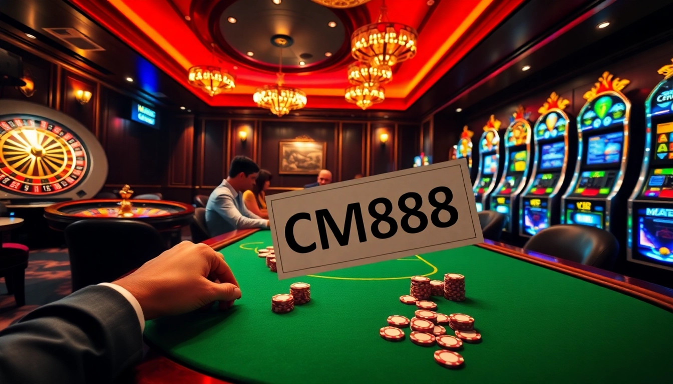 Players at CM88 casino table strategize their bets while enjoying a thrilling poker game.