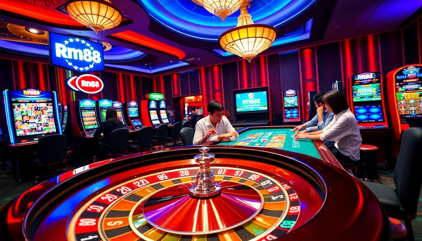 Exciting casino atmosphere featuring RR88 online betting visuals with engaging players and dynamic gaming.