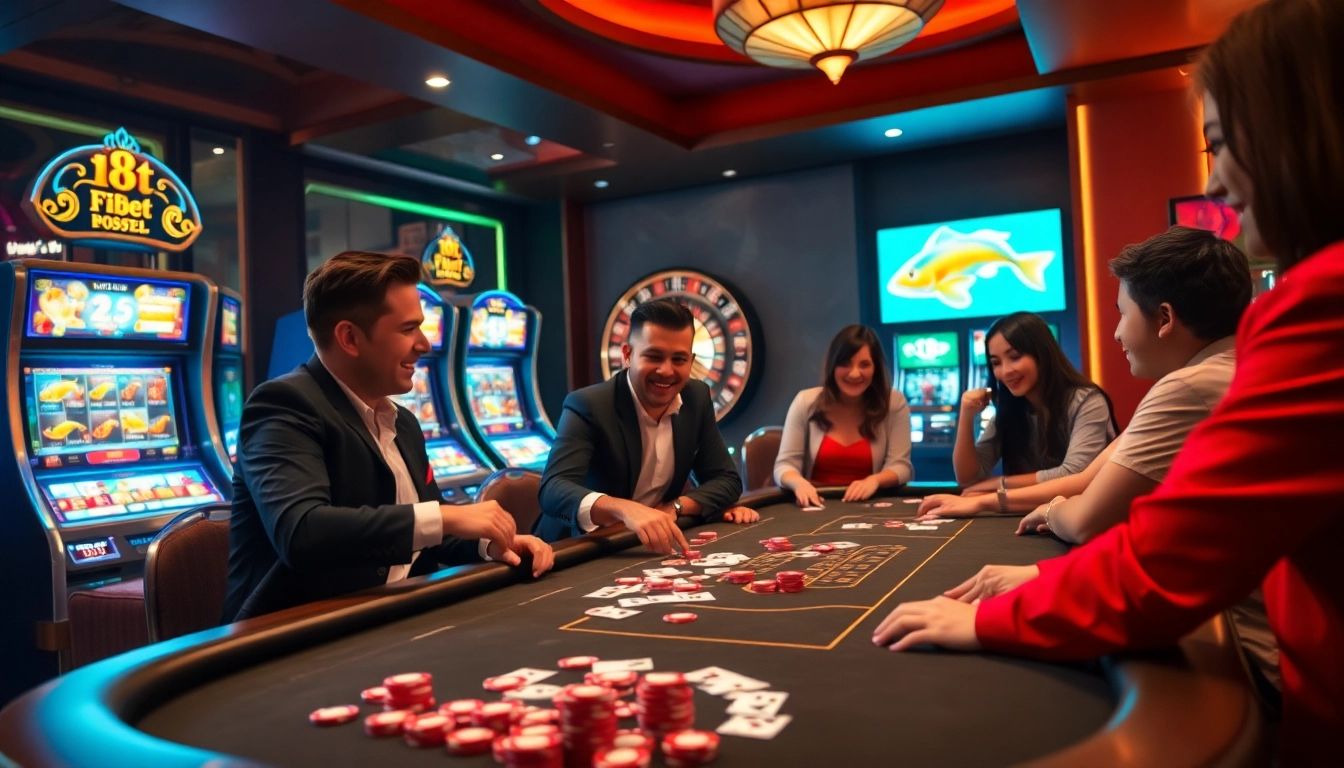 Experience the thrill of the F8bet app with players testing their luck at the casino tables.