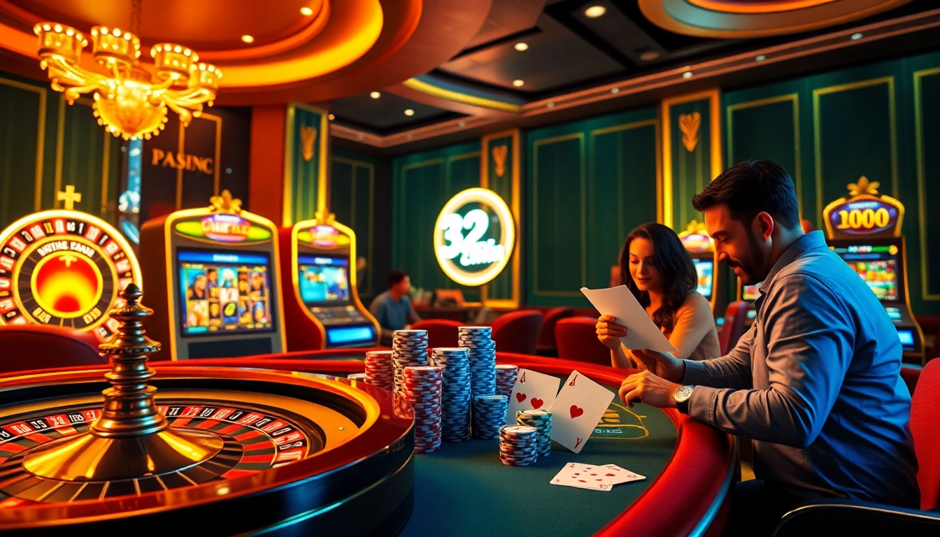 Experience excitement at Trang chủ 32Win with poker tables, roulette wheels, and vibrant slot machines.
