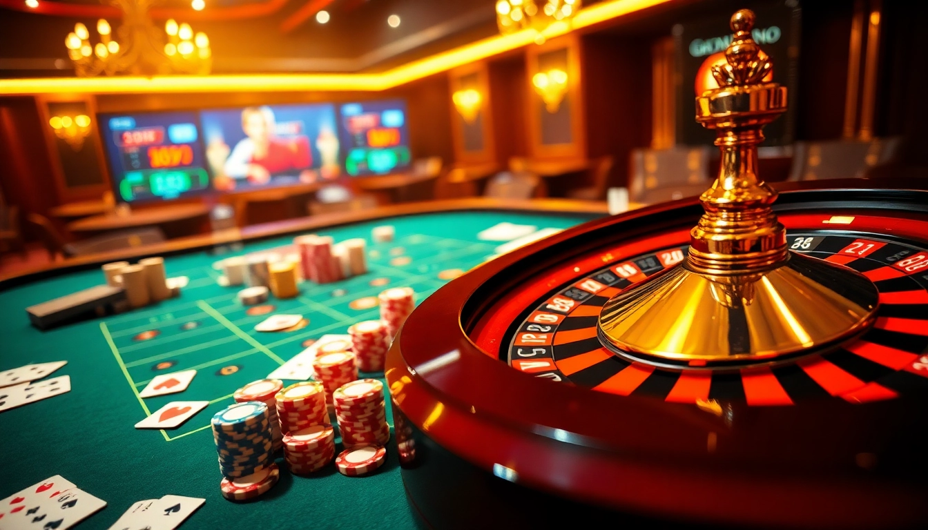 Experience the thrill of gaming on Trang Chủ BJ88 with vibrant casino visuals and excitement.