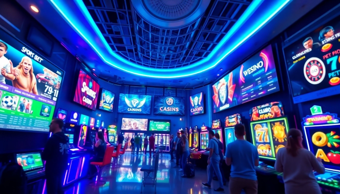 Exciting gaming hub with modern interfaces showcasing 789f betting options and vibrant atmosphere.