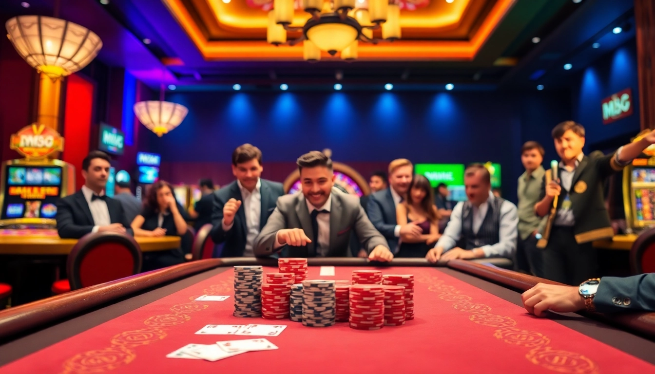 Experience thrilling casino gameplay at MM88 with poker chips and roulette wheel.