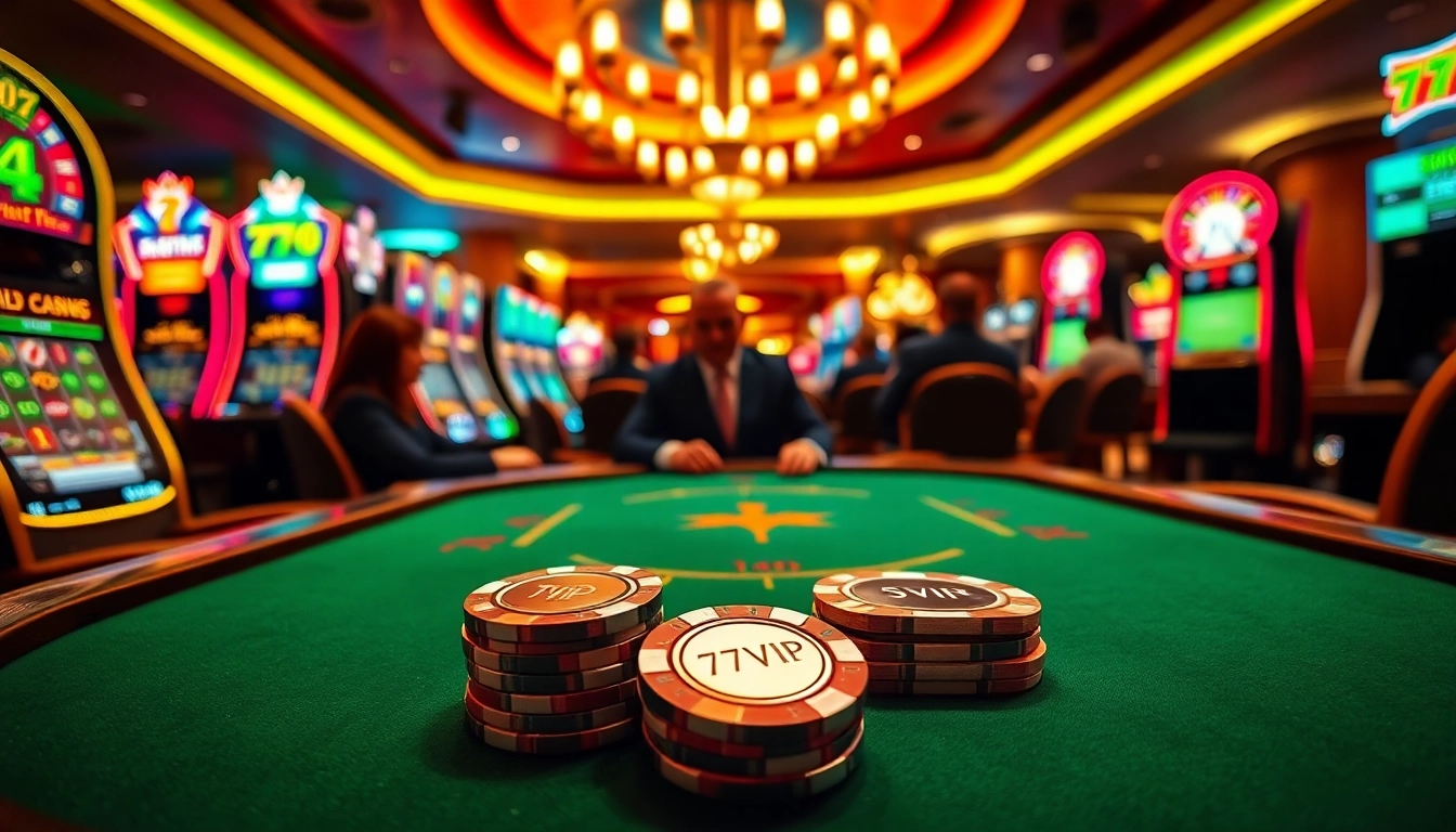 Experience the excitement of 777VIP casino gaming with high-stakes poker and vibrant slot machines.