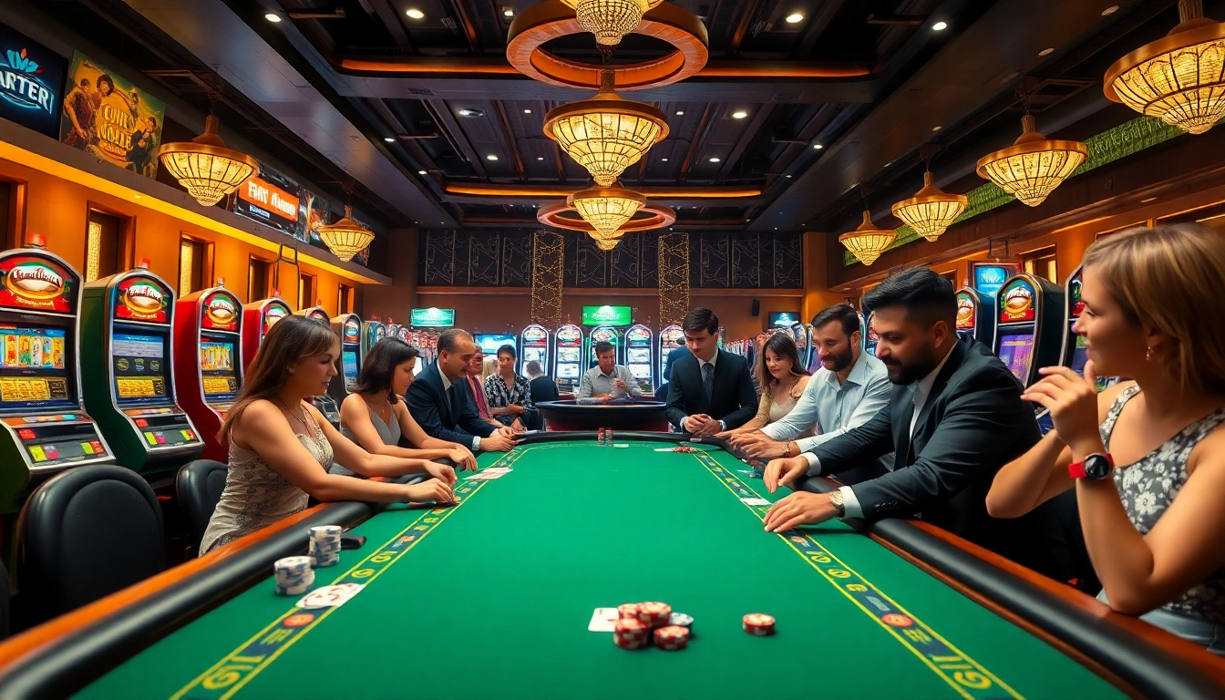 Exciting casino experience at https://topxx88.com/ with players engaging at a vibrant gambling table.