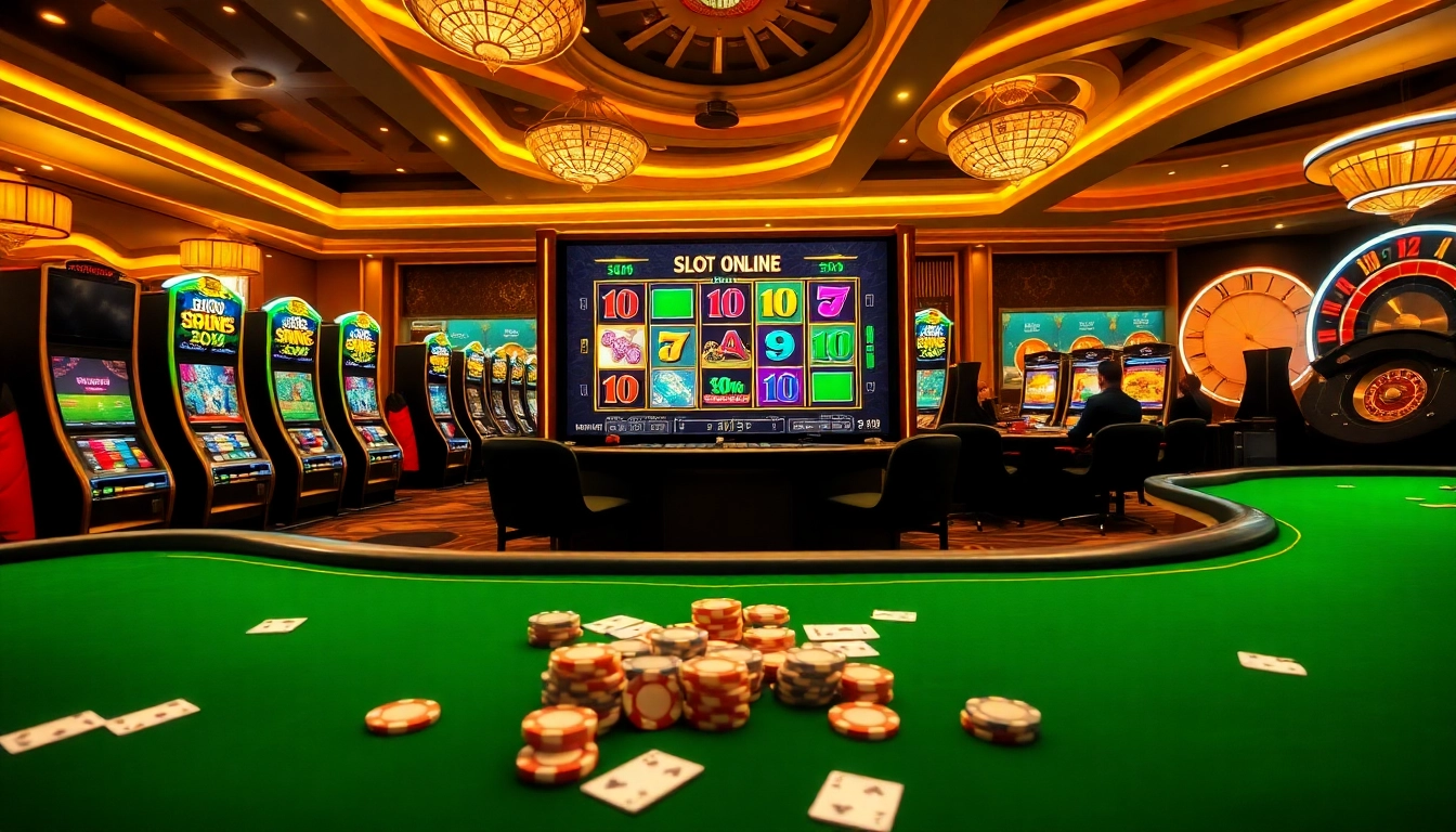 Experience the thrill of Slot Online with vibrant casino visuals and spinning reels.