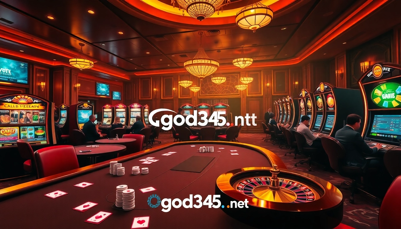 Players enjoy thrilling table games and slots at god345.net, showcasing an engaging casino atmosphere.
