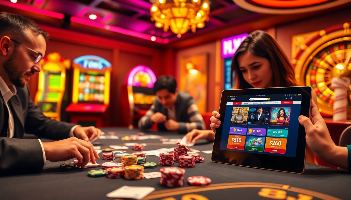 Experience thrilling gameplay at https://hz88.gb.net/ with vibrant poker chips, cards, and a spinning roulette wheel.