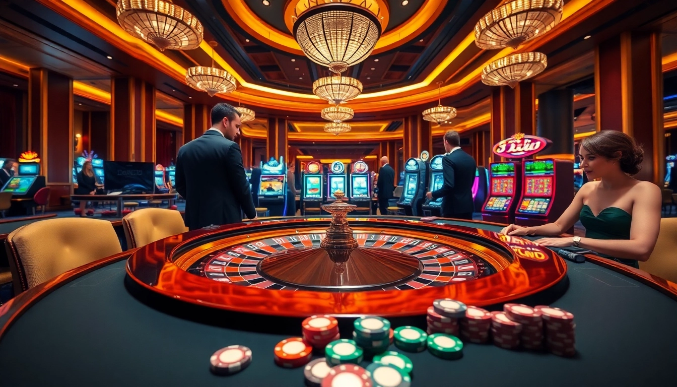Experience the thrill of 58win com with players enjoying roulette in a luxurious casino.