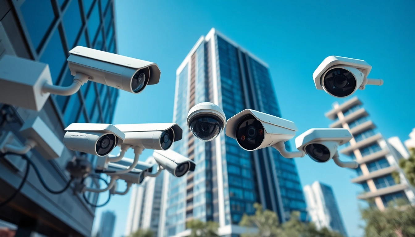Types of perimeter detection systems featuring modern security sensors in an urban setting.