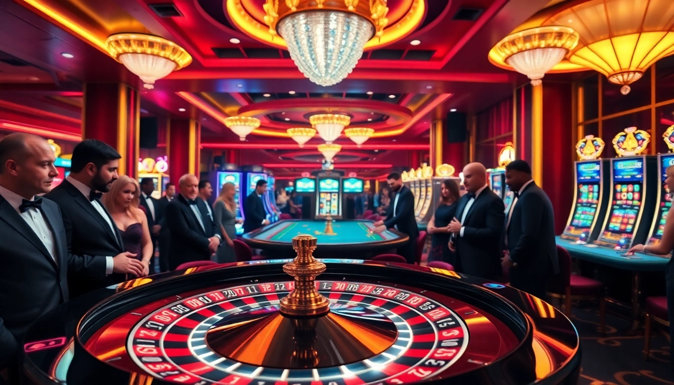 Players enjoying high-stakes gaming at MK8 casino, with roulette and vibrant betting atmosphere.