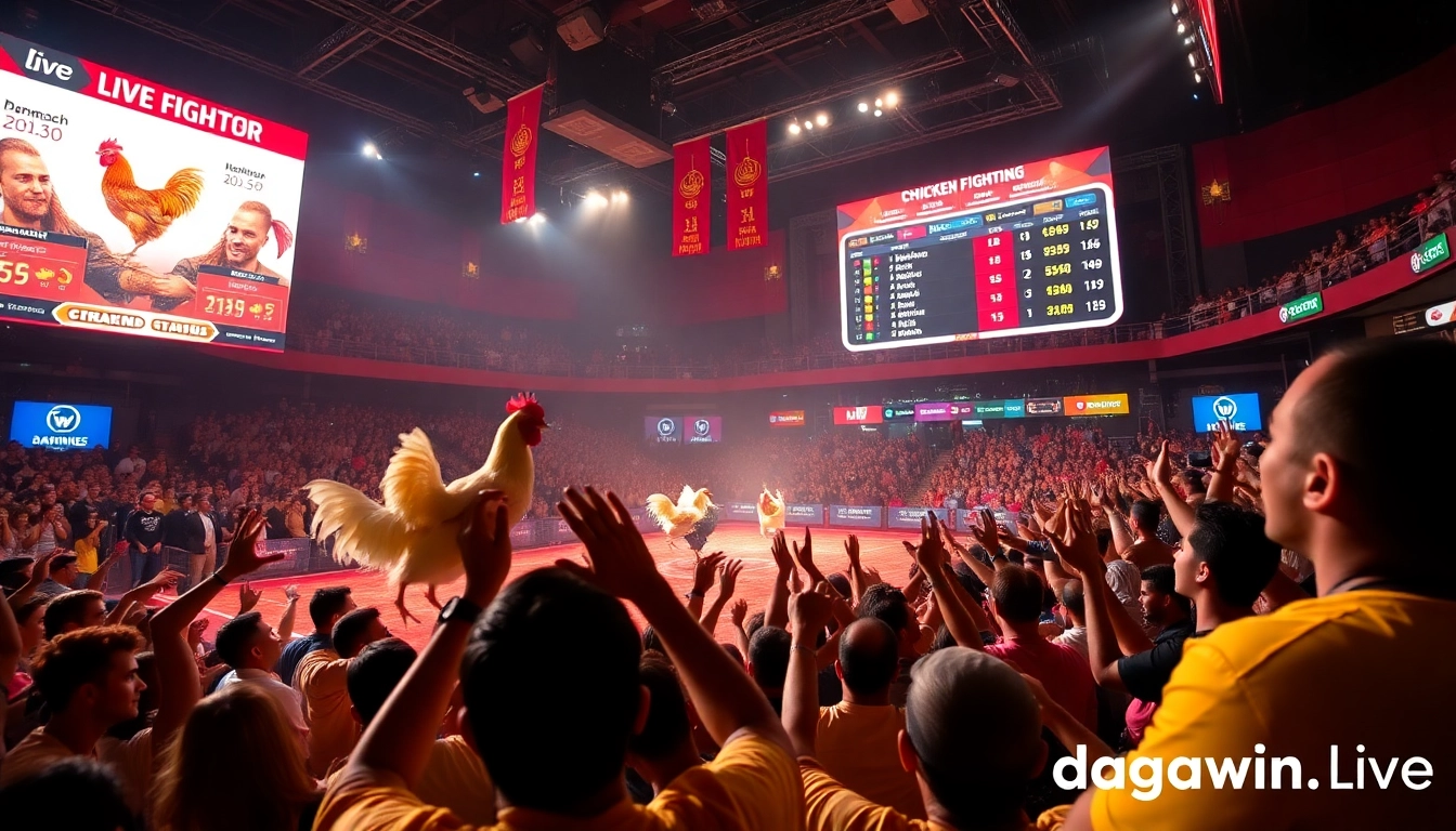 DAGA88 live chicken fighting event at dagawin.live with digital betting interface