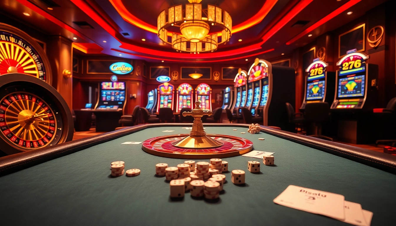 Experience exciting gameplay at https://rr88.pizza/, featuring a vibrant casino scene with roulette and poker.