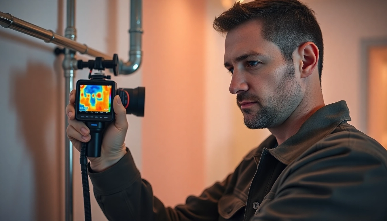 Central heating leak detection with advanced thermal imaging technology in a modern home.