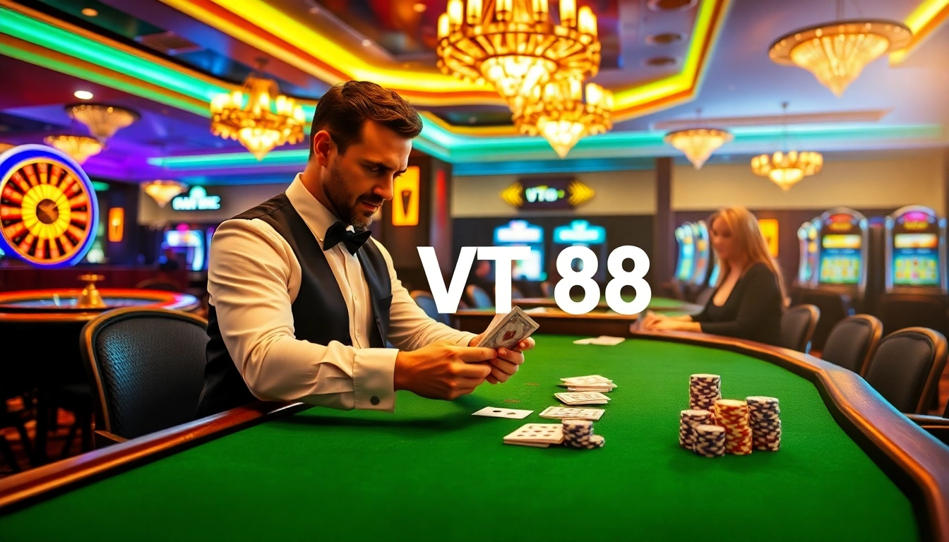 Experience the thrill of gambling at VT 88's luxurious casino with professional dealers and vibrant action.