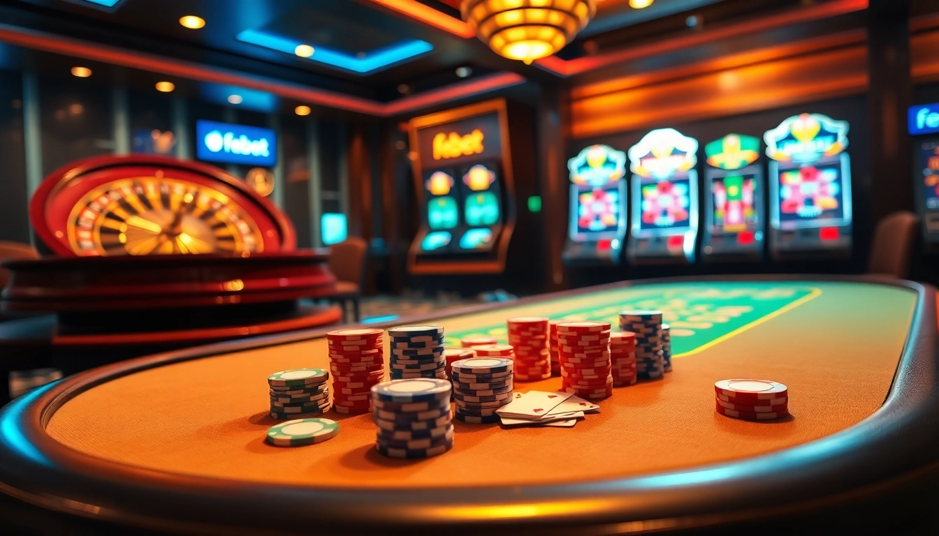 Experience the excitement of gambling at a febet casino with vibrant tables and engaging gameplay.