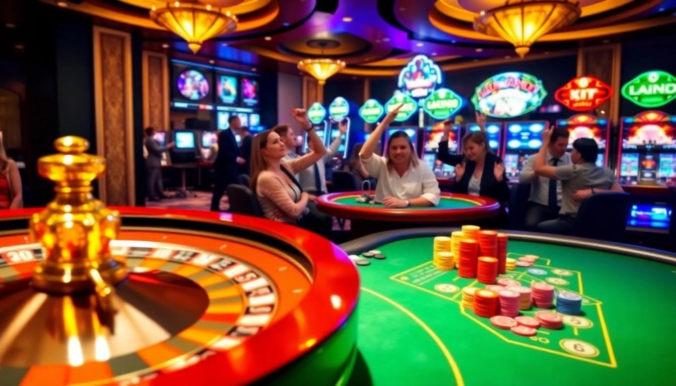 Exciting casino action featuring a roulette wheel and poker table, showcasing https://9bet0.us.com/ thrilling gaming.
