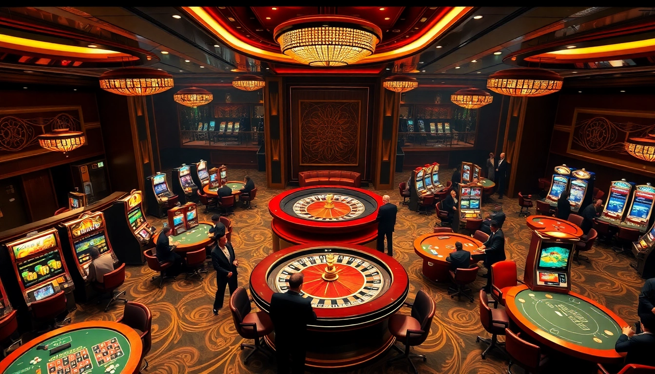 SODO casino scene showcasing roulette wheel and players betting at high-stakes poker tables.