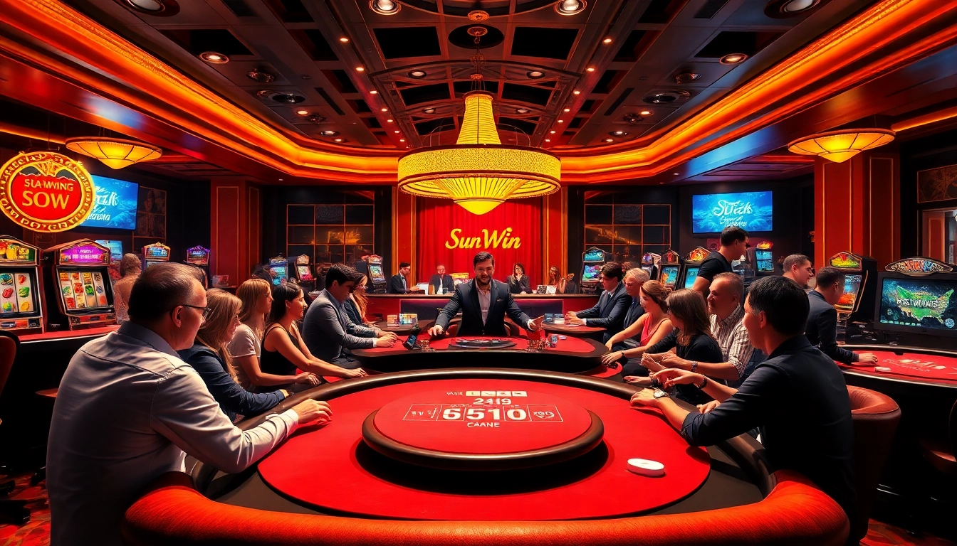 Experience the vibrant ambiance of nhà cái sun win, a premier online gaming destination, with luxurious casino elements and engaging players.