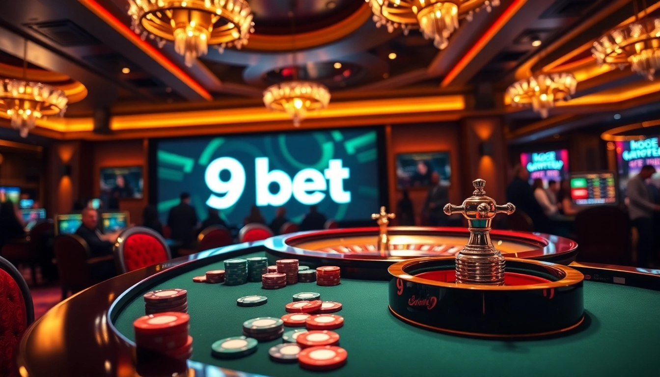 Experience thrilling casino action with 9bet at a vibrant poker table featuring exciting gameplay.