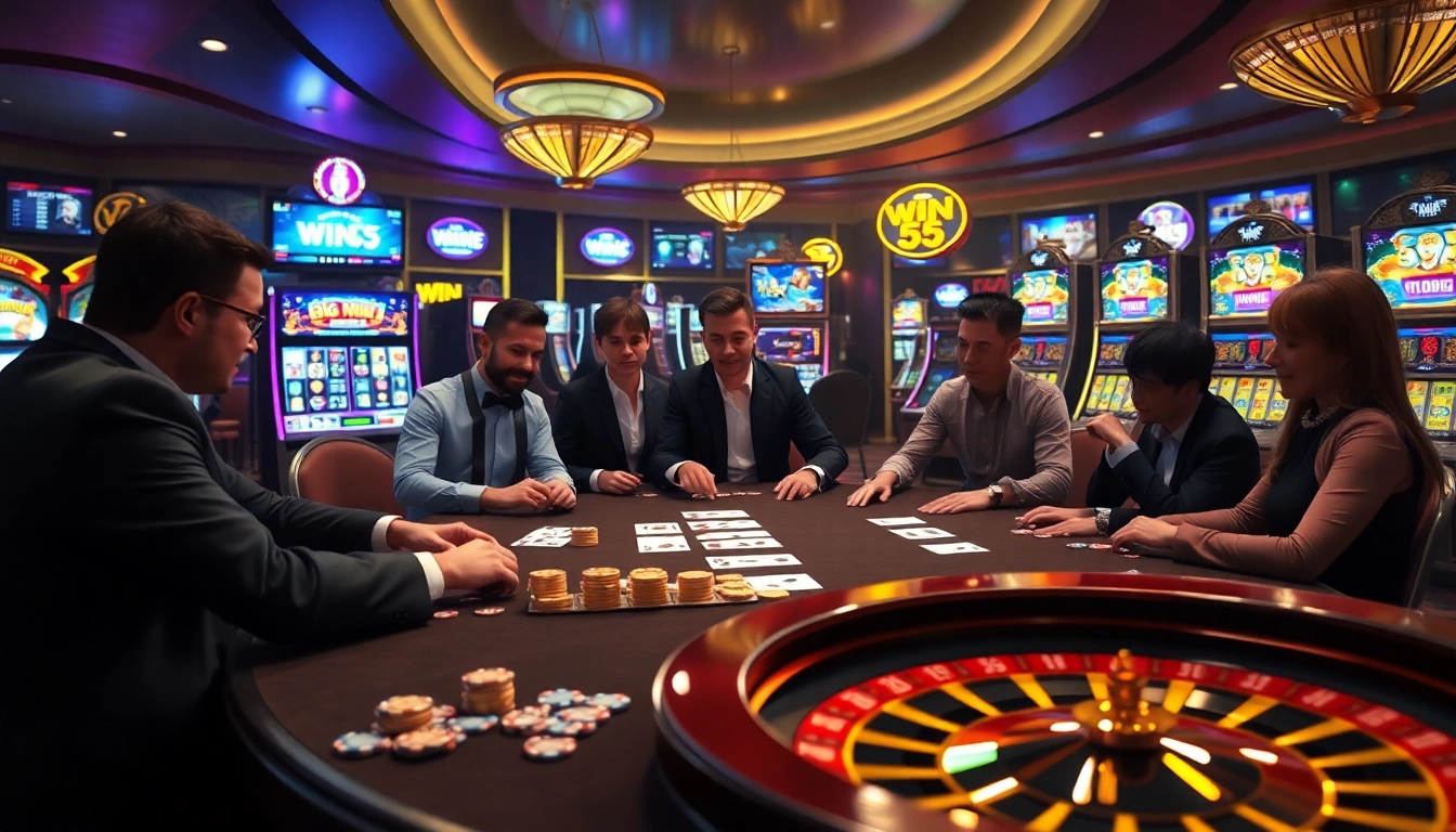 Experience the rush of winning at a casino table with elite players in a game of win 55.