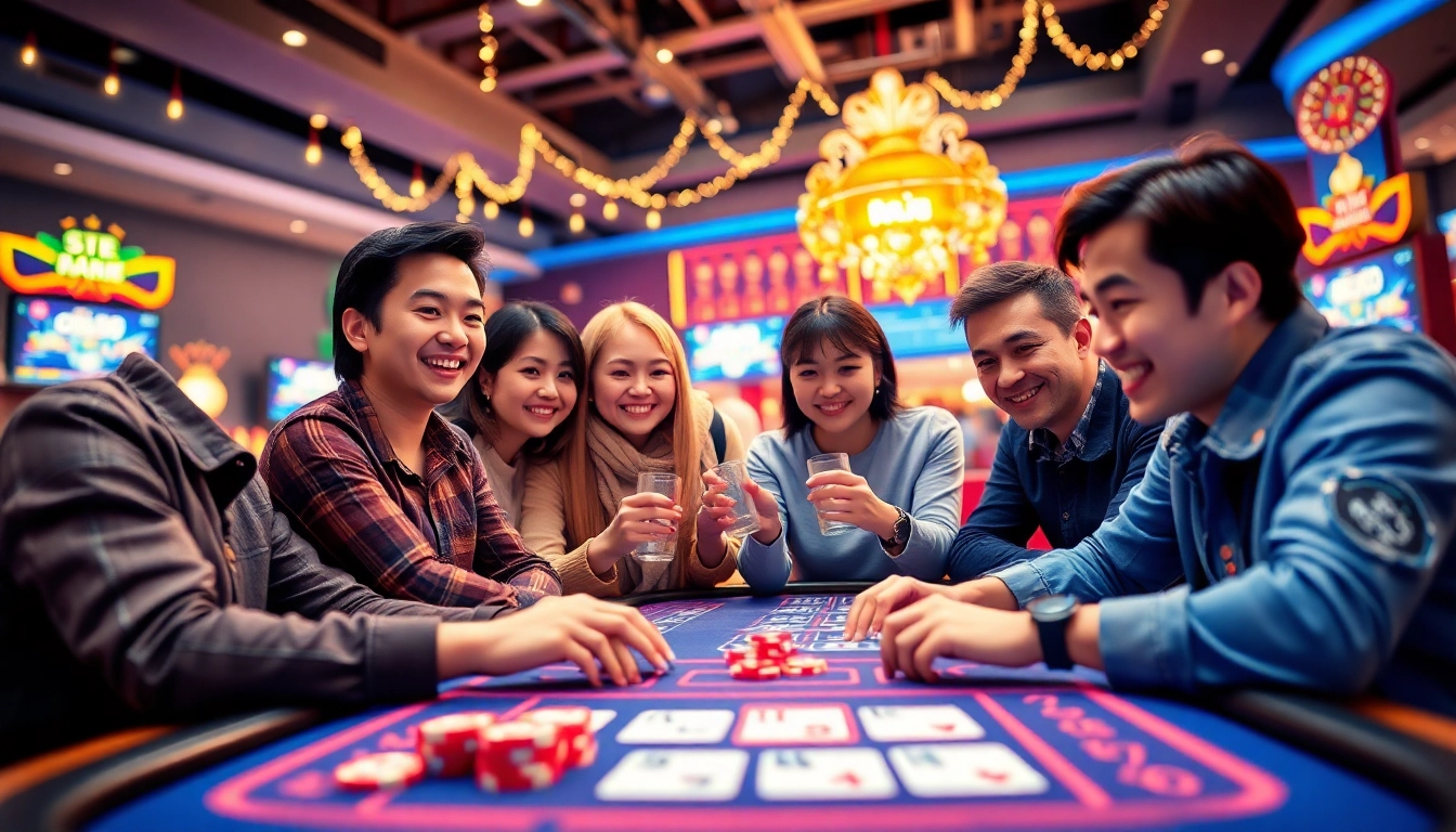 Engaging players enjoying the gamebaidoithuong in a vibrant online casino atmosphere.