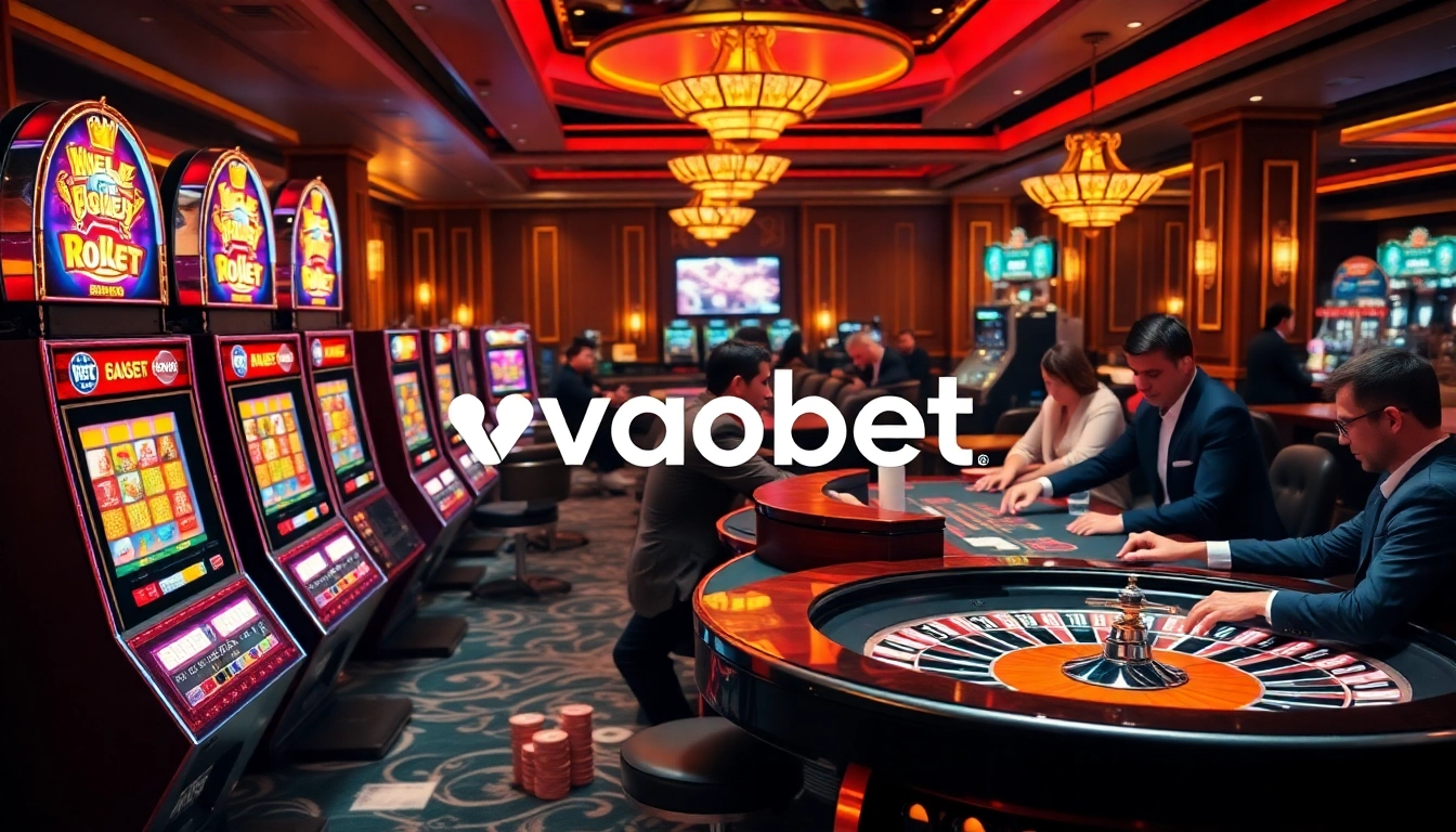 Experience the thrill of vaobet with vibrant slot machines and intense poker action.