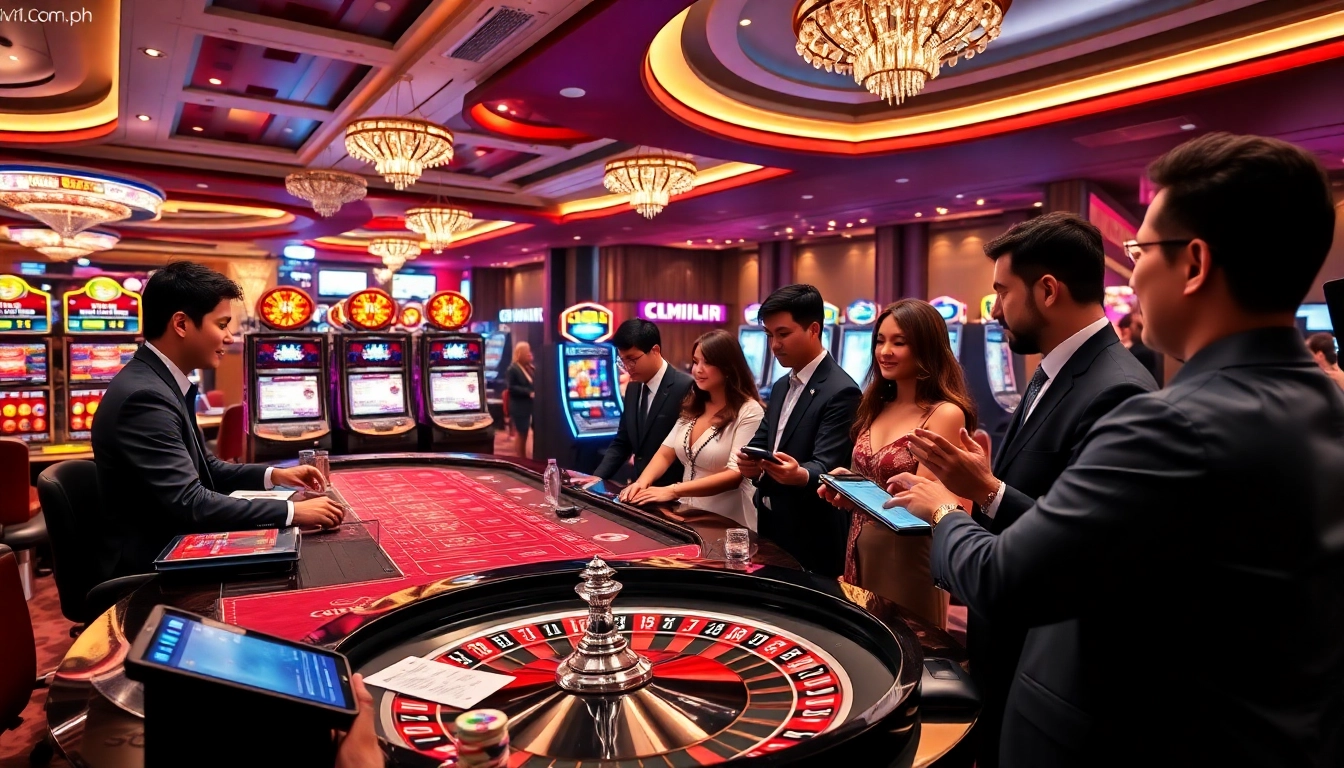 Experience thrilling gameplay at slvip1.com.ph with engaging players at a vibrant casino table.