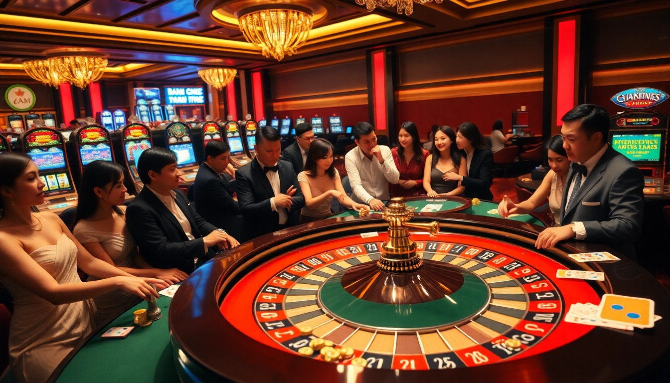 bancadoithuong.observer showcases an exciting casino scene featuring roulette, chips, and players.