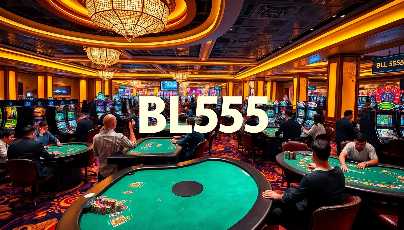 Gamblers strategizing for wins at BL555 casino's vibrant gaming tables.