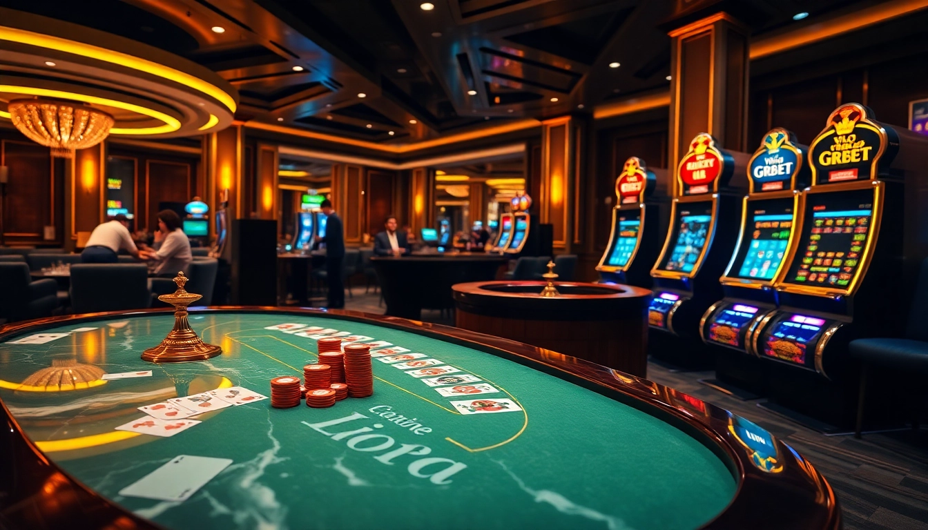 Engaging scene highlighting Link vào Debet with players at sophisticated casino tables.