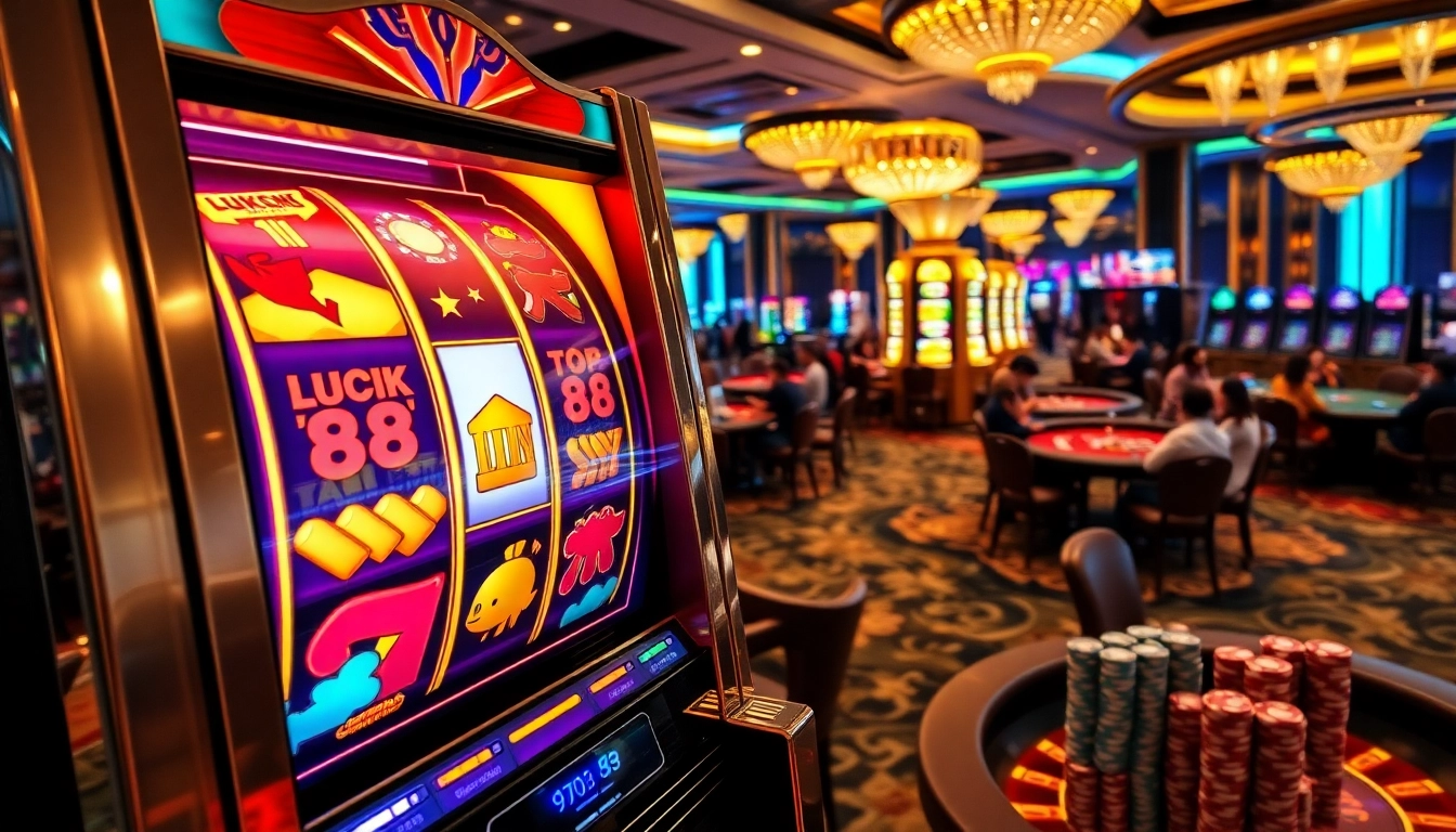 Feel the excitement of LUCK88 as players enjoy thrilling moments at an elegant casino.