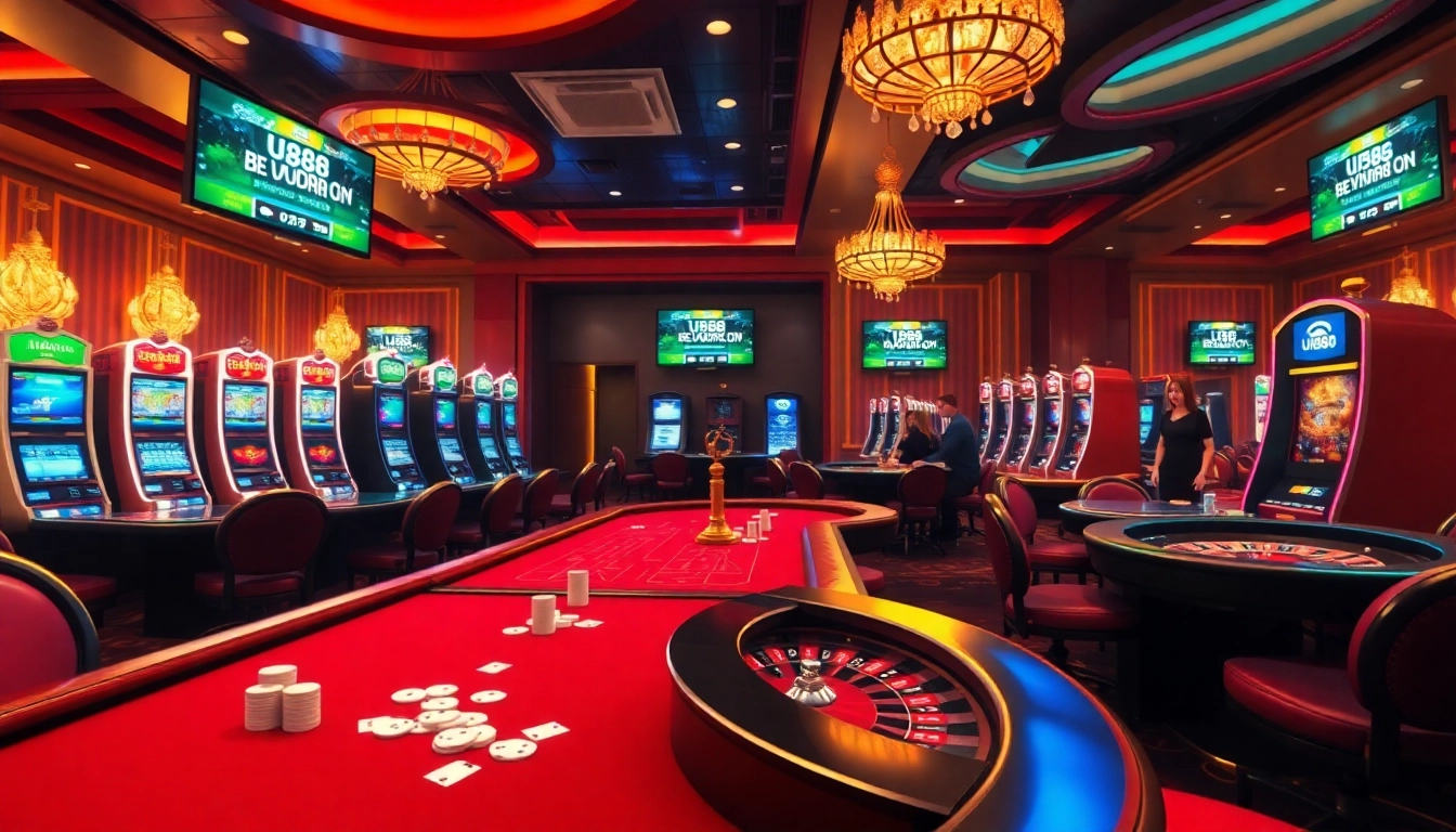 Experience the thrill of online gambling with uu88 featuring poker tables, slick machines, and vibrant odds displays.