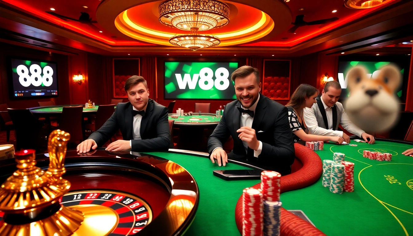 Engage in thrilling casino gameplay with w88 at extravagant poker tables and roulette wheels.
